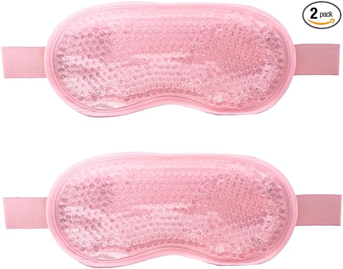 Gel Gel Eye Mask, Cooling Eye Mask Reusable Eye Ice Pack Under Eye Patches, Eye Hot Cold Treatment Pack for Redness, Pain Relief and Eye Relax (Pink - 2count)