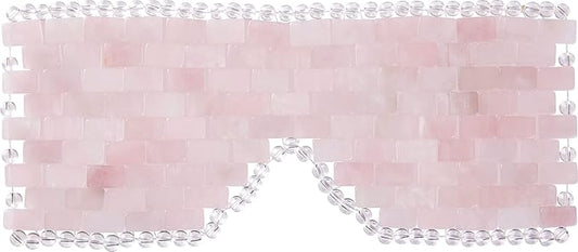 [glowiest] Rose Quartz Eye Mask: 100% Real Stone Eye Mask to improve Fine Lines, Puffiness and Irritation | For Hot & Cold Anti-Aging Therapy
