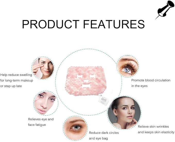 Jade Ice Sleeping Mask, Jade Mask for Relieving Face & Eye Puffiness Migraine, Anti Wrinkle Mask Therapy, Yoga Meditation Tools (Rose Quartz)