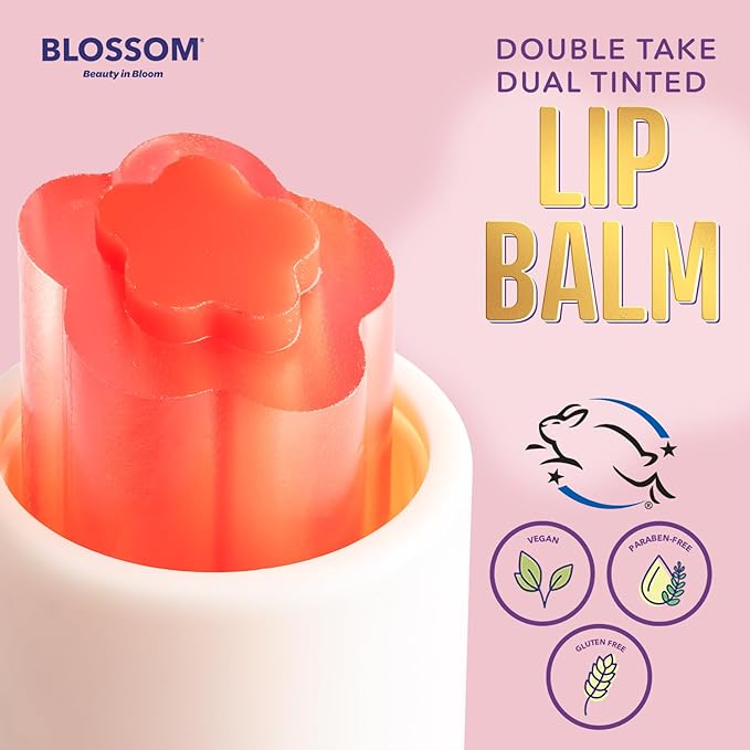 Blossom Double Take Flower Shaped Dual Tinted Moisturizing Lip Balm with Shea Butter, 0.13oz/3.6g, Cherry Red