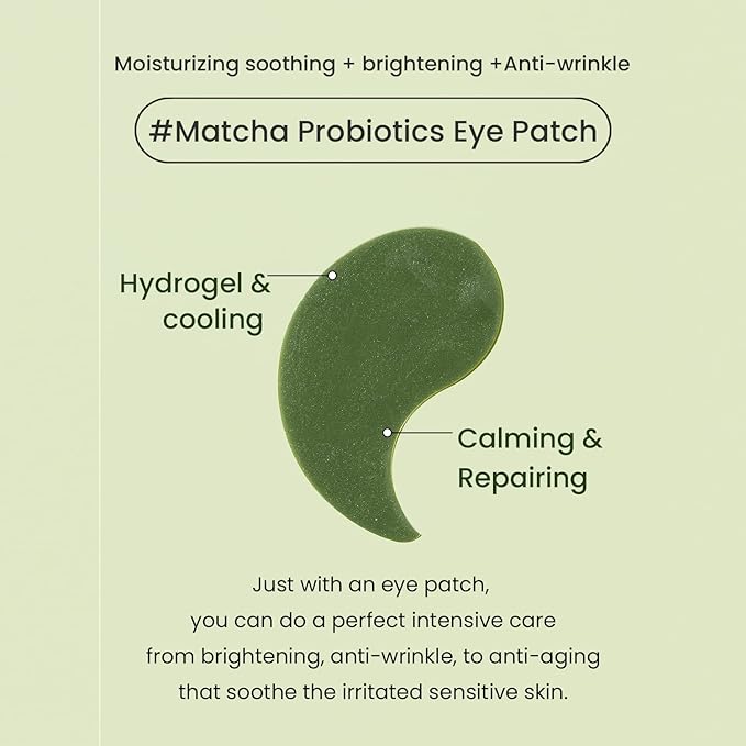 HEIMISH Matcha Biome Hydrogel Eye Patch (60ea) | Eye Patch for Swollen Eyes and Wrinkles | Matcha, flawless skin, Calming, for Swollen Eyes, Antioxidant, Soothing, Vitamins, Kbeauty