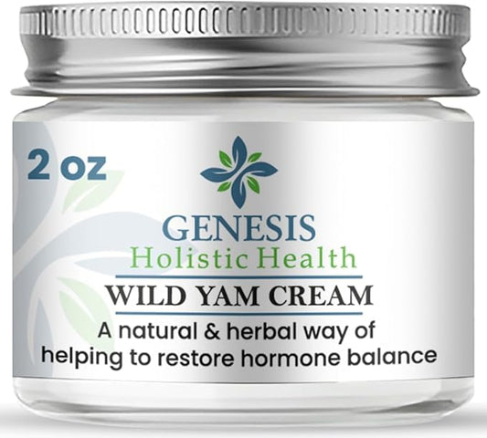 Genesis Wild Yam Root Cream, Organic Balancing Cream for Women, Deep Nourishment and Hydration, Made with Wild Yam Root, Chaste Tree Berry, and Red Clover, 2oz
