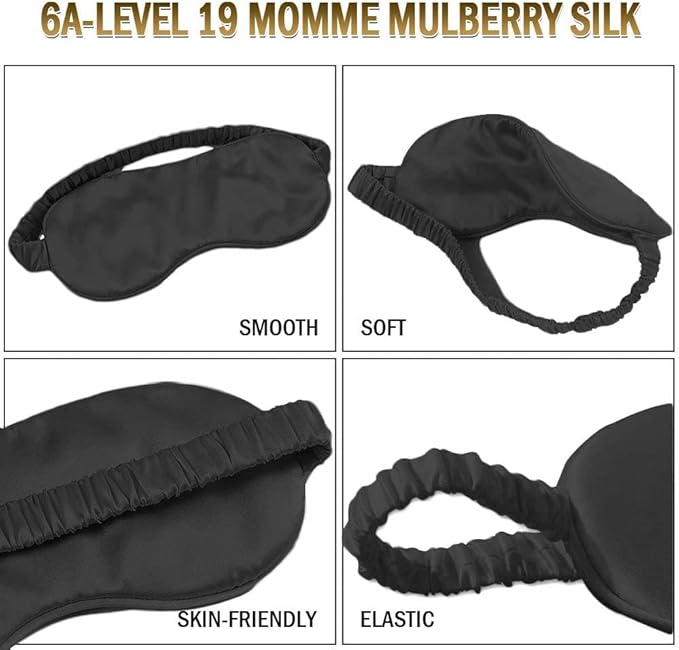 100% Natural Mulberry Soft Silk Sleep Mask, Light Blocking Eye Masks For Sleep, Night Blindfold Eye Mask Cover For Men And Women, Sleeping Night Mask For Travel (Pink)