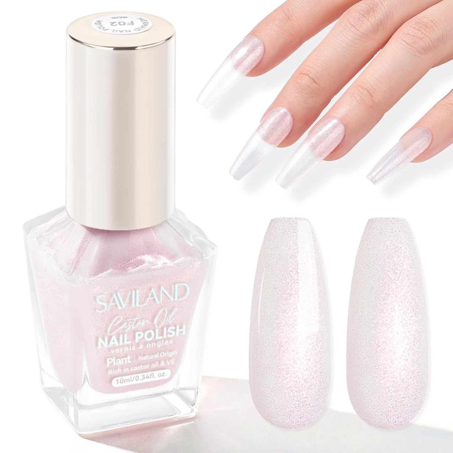 SAVILAND Color Artistry Pearl Pink Nail Polish: 7 Days Shimmer Aurora Finish Fingernail Polish Quick Dry Glitter Pink Fingernail Polish Regular Bulk Toe Nail Lacquer Non Gel DIY Home Women Manicure