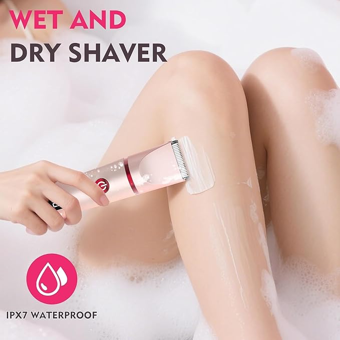 Bikini Trimmer for Women, 3 in 1 Electric Razors for Women, Rechargeable Electric Bikini Shaver, Waterproof Pubic Hair Trimmer and Facial Hair Remover with LED Display