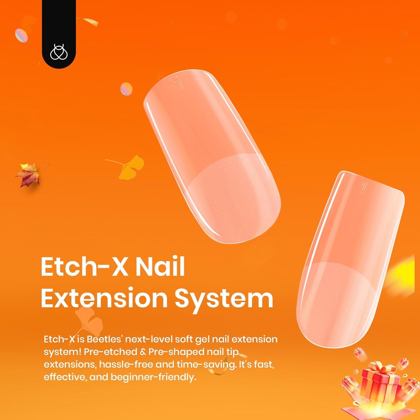 Beetles Short Square Gel Nail Tips 12 Sizes 288 PCS Half Matte Full Cover False Nails Clear Acrylic Nails Glue on Nails for Girls Women DIY Nail Extension