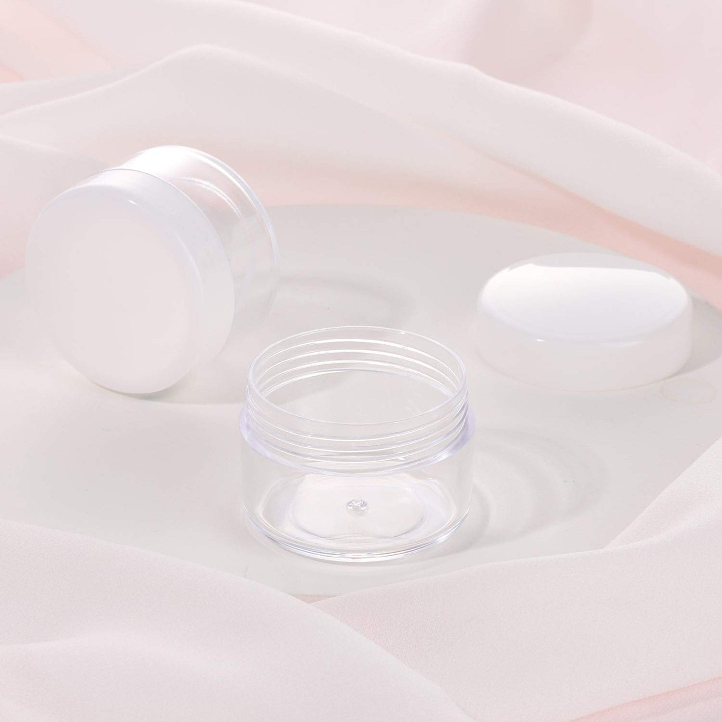 100 Count Empty Makeup Jars 15g Cosmetic Containers with Lids Leak Proof Sample Containers Refillable Plastic Containers - White