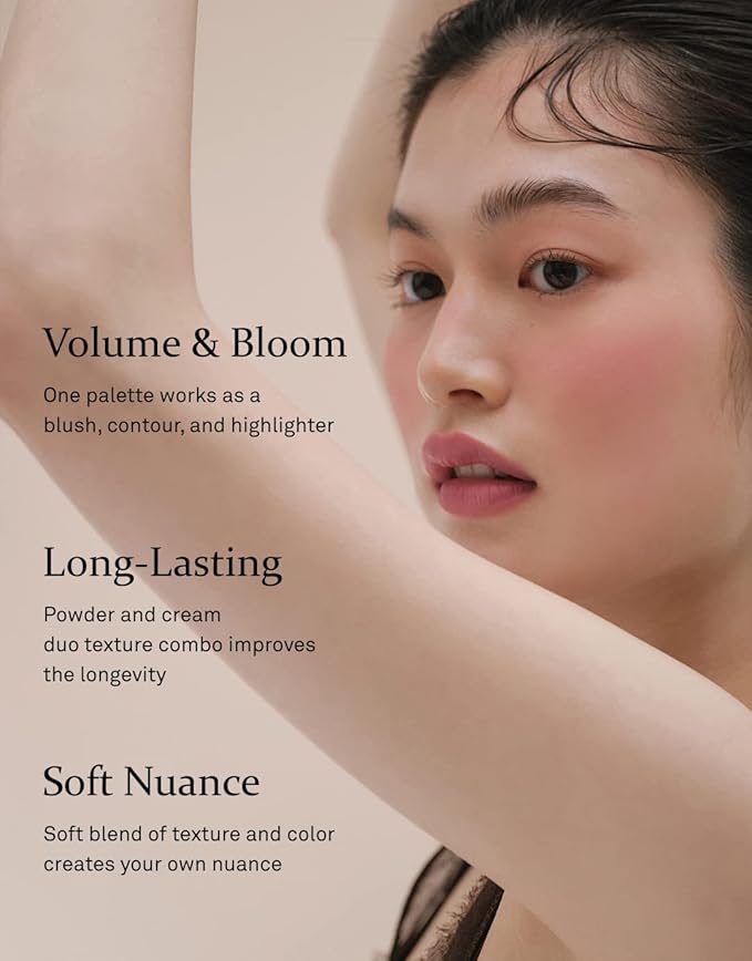 hince True Dimension Layering Cheek - Cream & Pressed Powder 2 Different Shades & Textures - Silky Seamless Long Lasting Blush Makeup - Muted Beige & Elegant Rose Beige (1, REFINEMENT, L004)