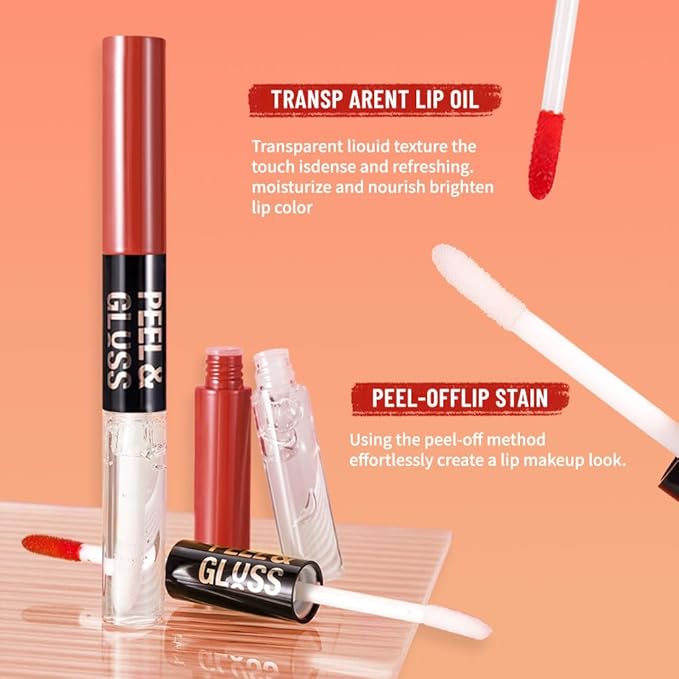 Chocolate Brown Peel Off Lip Gloss Tattoo and Lip Oil, Lip Stain Peel Off Masque - Peel Off Lip Tint ,Long Lasting Waterproof Transfer-proof Lip Mask Lip Gloss Peel Off Lip Liner,Stay Lip Makeup 07#