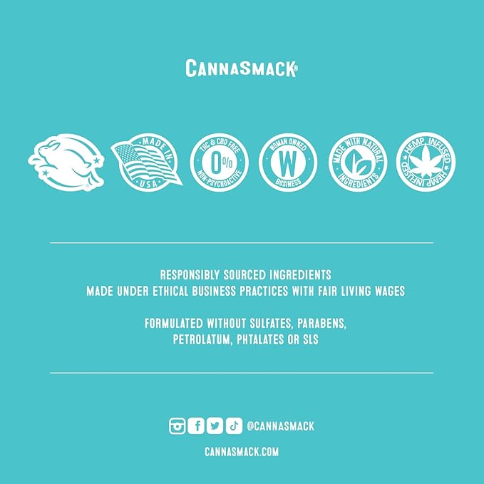 CannaSmack Natural Hemp Lip Balm - Sooth, Protect, & Moisturize Your Lips. 5 Flavors - Mango, Tropical, Peach, Berry, & Cherry - Beeswax, Hemp Seed Oil, Coconut Oil, & Vitamin E - Cruelty Free