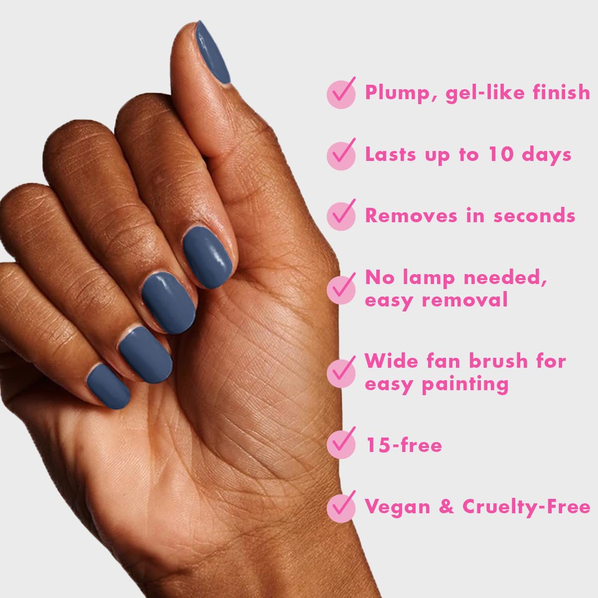 Olive & June Long Lasting Nail Polish | Gel-Like Finish No Lamp Needed | Lasts up to 10 days |Salon-Quality Color at Home |15-Free Vegan Cruelty-Free Chip-Resistant Shine |Social Studies Gunmetal Blue
