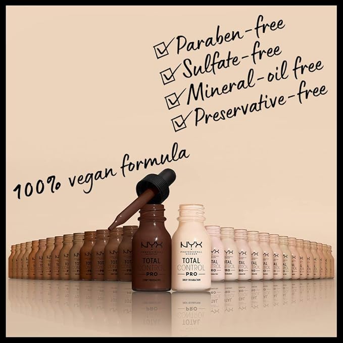 NYX PROFESSIONAL MAKEUP Total Control Pro Drop Foundation, Skin-True Buildable Coverage - Cappuccino