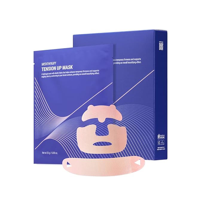 MEDITHERAPY Tension Up Mask 5EA - Korean Collagen Face V Line Lifting Mask - Hydrating Firming & Skin Tightening for Sharp & Sculpted Contour - Matrixyl & Peptide Gel Facial Mask for Youthful Radiance