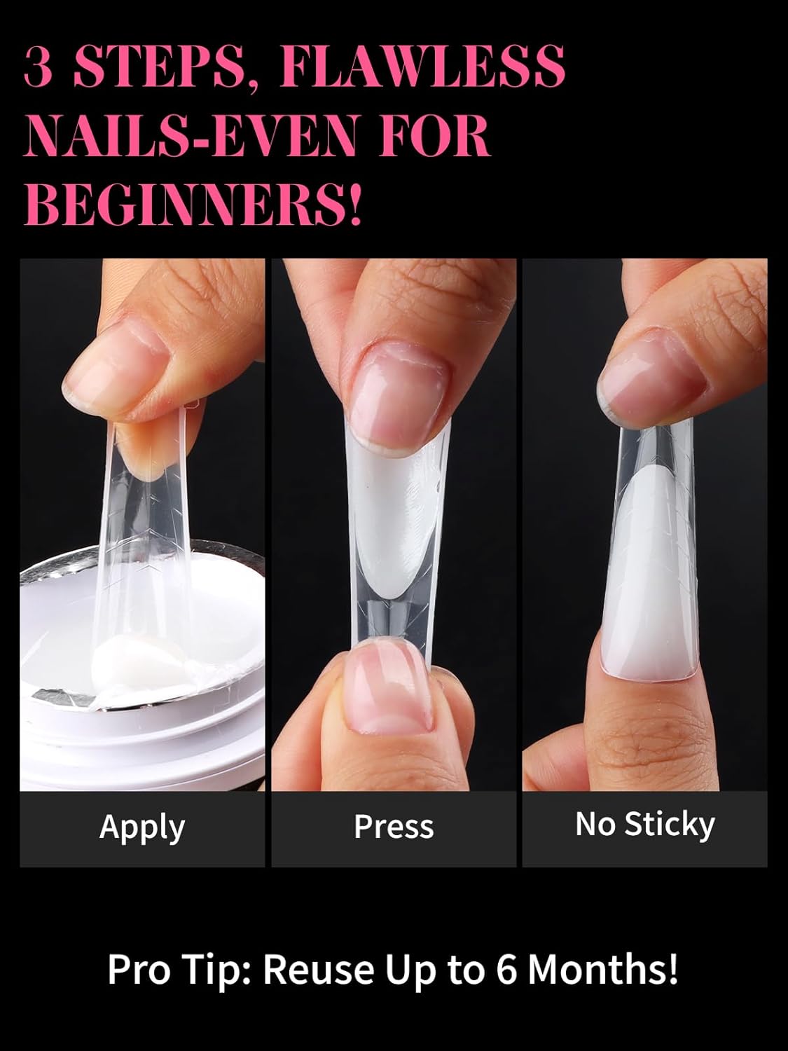 EBANKU Dual Nail Forms for Poly Extension Gel, 150 PCS Clear Claw Nail Molds Reusable 15 Sizes Nail Extension Forms for Builder Gel Manicure Design Salon DIY