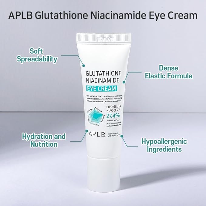 APLB Glutathione Niacinamide Eye Cream | LIPO GLUTA NIAC CEN™ 27.4% 0.68 FL.OZ/Korean Skincare, Eye cream for dark circles and puffiness, Improve elasticity & provide moisture around eye region