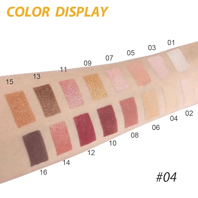 16 Colors Nude Champagne Gold Glitter Matte Shimmer Eyeshadow Palette for Eye Makeup,High Pigmented Brown Eye Shadow Primers Powder Palet de sombras de ojos