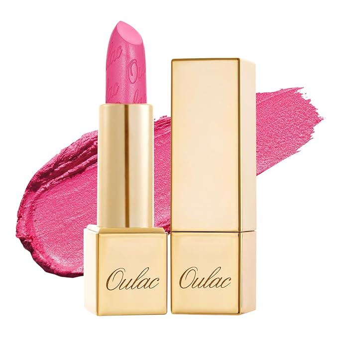 Oulac Hot Pink Lipstick for Women with Metallic 3D Shine Lightweight Hydrating Formula, High Impact Lip Color, Vegan Beauty, Full Coverage Lip Makeup, Christmas Gifts for Women, Sweet Lolita(17)