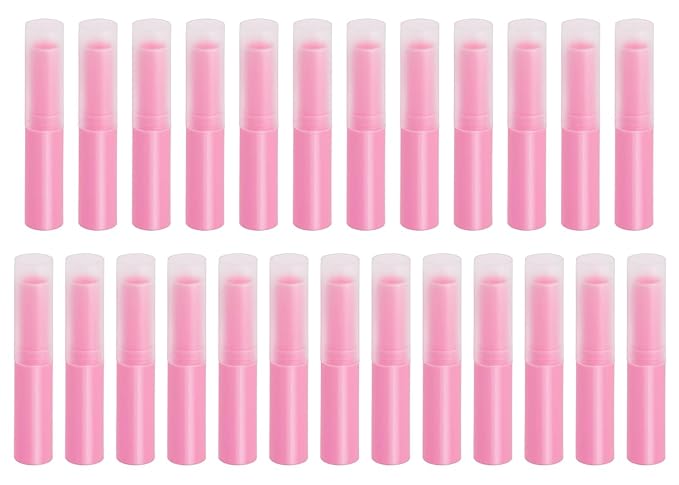0.14oz Empty Flavored Lip Balm Container Tubes Plastic Homemade Moisturizing Lip Stick with Caps Bulk Fit for Women Adult DIY Making Supplies, 25 Count (Rose Pink)