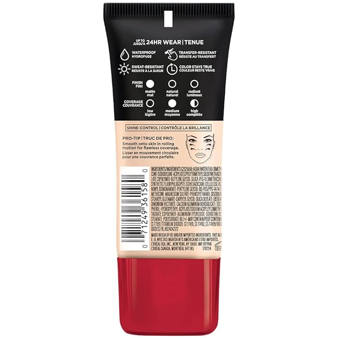 L'Oreal Paris Cosmetics Makeup Infallible Pro-Matte Liquid Longwear Foundation, True Alabaster, 1 fl oz.