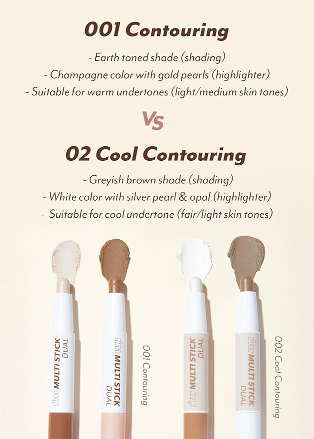 I'M MEME I'm Multi Stick Dual | Two Shade Shading and Highlighting Matte Finish | Suitable for Beginners Portable Size | 001 Contouring