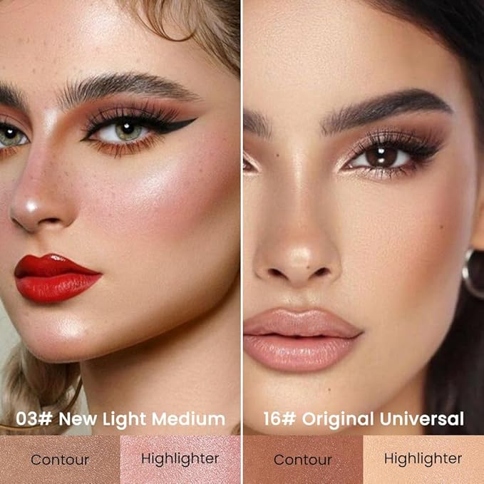 evpct 2in1 Face Shaping & Contouring Stick Cream Contour Concealer Bronzer Stick Makeup Kit for Face Highlighter Makeup Stick contorno maquillaje de maquillaje, NEW Light Medium + ORIGINAL Universal