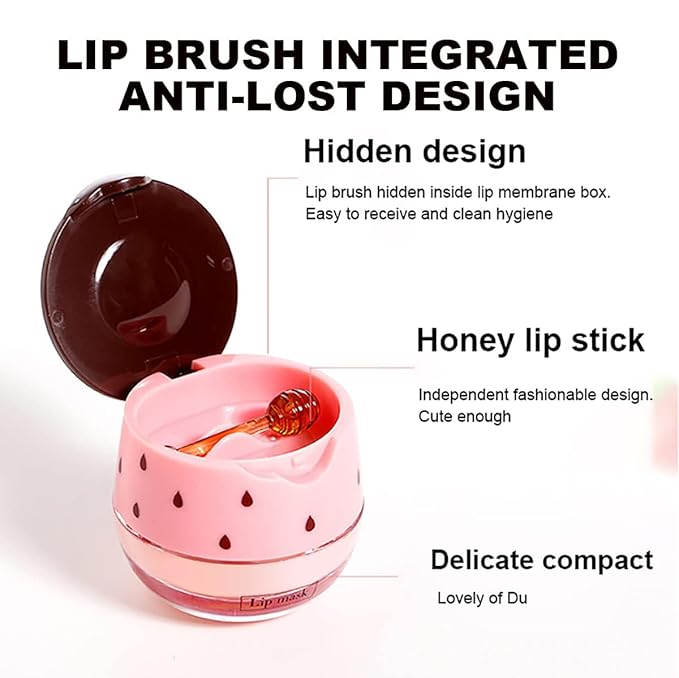 Strawberry Lip Balm Sleeping Lip Mask, Lip Balm with Stick, Lip Scrubs Exfoliator, Day & Night Lip Care - Hydrate Repair Prevent Dry (Strawberry)