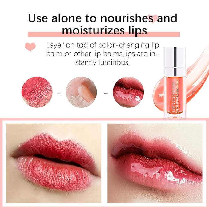 Hydrating Lip Glow Oil Moisturizing Plumping Lip Tint Lip Gloss Transparent Lip Balm Long Lasting Nourishing Repairing Lightening Lip Lines (020# MAHOGANY)