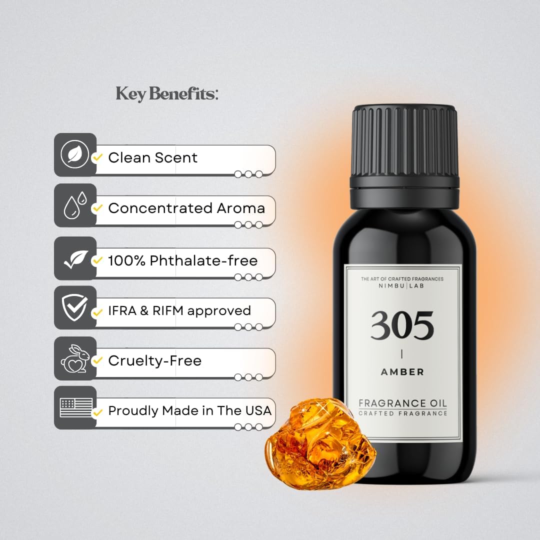 305 Amber - Fragrance Oil Diffuser, Essential Oil Diffuser, Luxury Hotel Air Fresheners for Home - Amber, Violet, Lily of The Valley, Musk (1 Fl Oz (Pack of 1) by Nimbu Lab