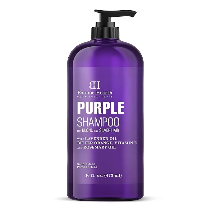 Botanic Hearth Purple Shampoo 16 Fl Oz | For All Shades Of Blonde, Silver & Gray Hair | With Lavender Oil, Vitamin E & Rosemary Oil | Sulfate & Paraben Free