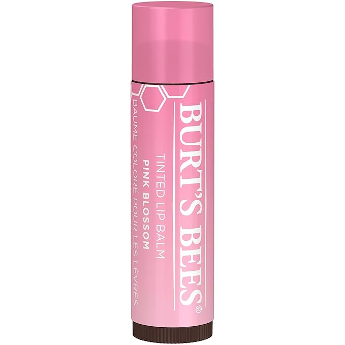 Burt's Bees Lip Tint Balm with Long Lasting 2 in 1 Duo Tinted Balm Formula, Color Infused with Deeply Hydrating Shea Butter for a Natural Looking Buildable Finish, Pink Blossom (2-Pack)