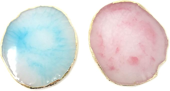 Honbay 2PCS Golden Edge Resin Nail Art Palettes Drawing Plates Manicure Display Tools for Women