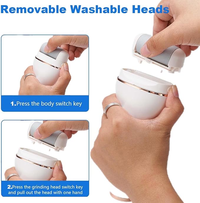 Electric Foot Callus Remover, Portable Electric Foot File with 15 in 1 Professional Pedicure Kits,Rechargeable Pedicure Tools for Foot Care, Waterproof Remover Cracked Feet & Dead Skin, Gift (White)