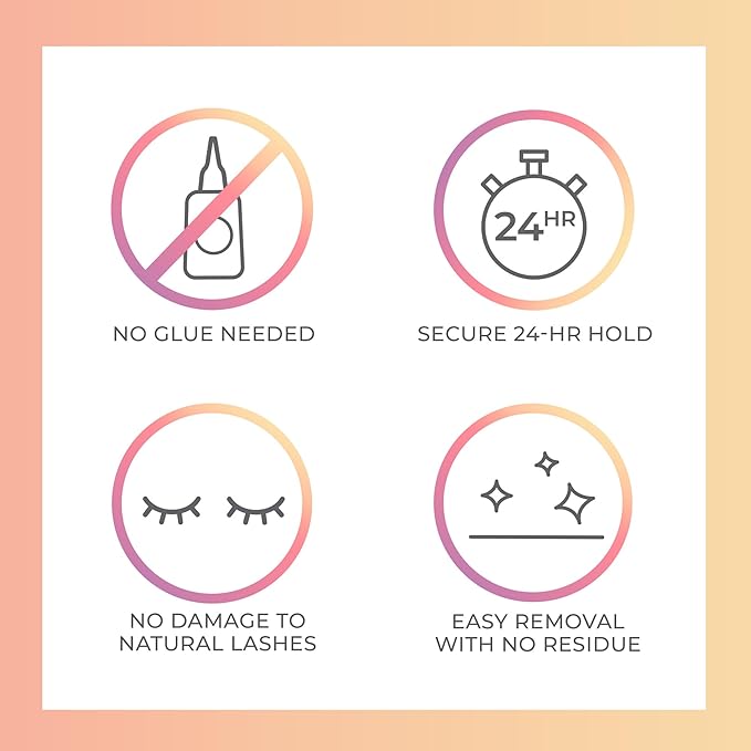 KISS imPRESS Falsies Press On Self Adhesive Eyelashes, 12mm-14mm Natural Volume Press On Lashes, Black, No Glue Needed, Invisible Band, 20 Lash Clusters & Non-Stick Applicator - Natural