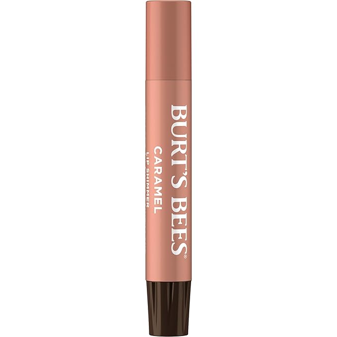 Burt's Bees Shimmer Lip Tint Set, Tinted Lip Balm Stick, Moisturizing for All Day Hydration with Natural Origin Glowy Pigmented Finish & Buildable Color, Caramel (4-Pack)
