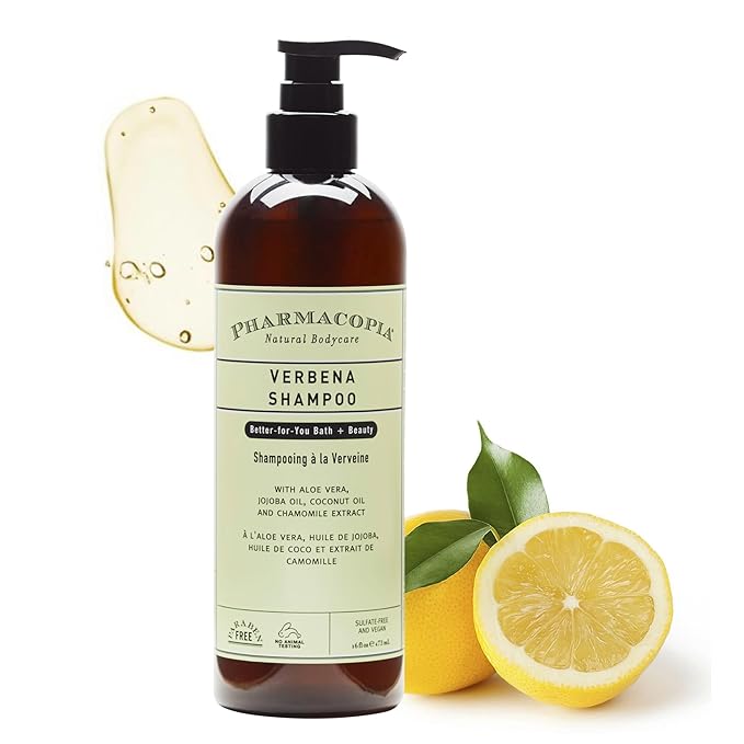 Pharmacopia Verbena Shampoo - Natural Hair Care with Plant Based & Organic Ingredients Aloe Vera, Jojoba Oil, Coconut Oil, and Chamomile Extract - Vegan, Cruelty Free, No Parabens or Sulfates, 16 oz