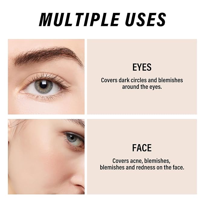 2pcs Liquid Concealer Set with Brush,Full Cover,Concealer Wand with Matte Finish,Corrects，Covers，Long Wear Up to 24hr