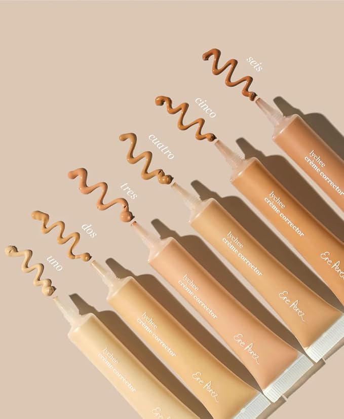 Ere Perez - Natural Lychee Crème Corrector | Vegan, Cruelty-Free, Clean Beauty (Cuatro – Soft Flax, 0.33 oz | 10 ml)