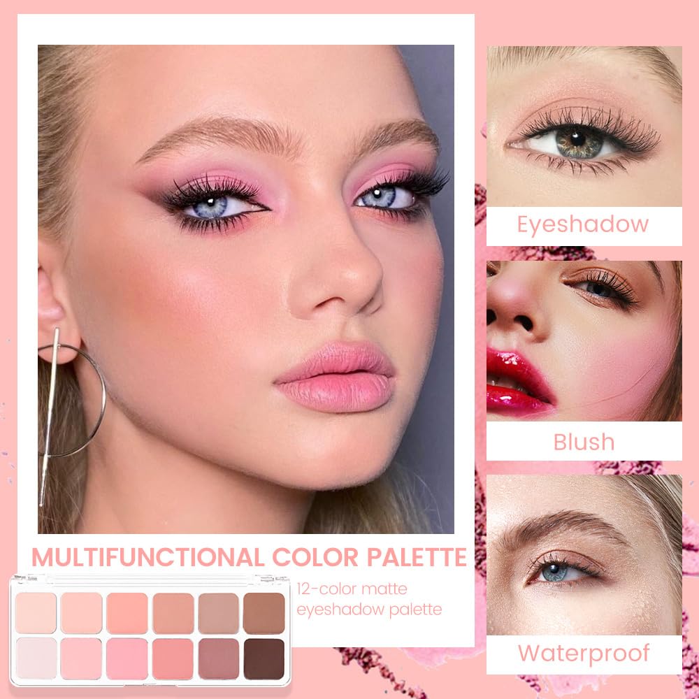 AMY'S DIARY 12 Color Light Pink Brown Eyeshadow Palette, Long-Lasting, and Highly Pigmented eye shadow. Elevate Your Eye Makeup– Unleash Your Unique Style (13#)