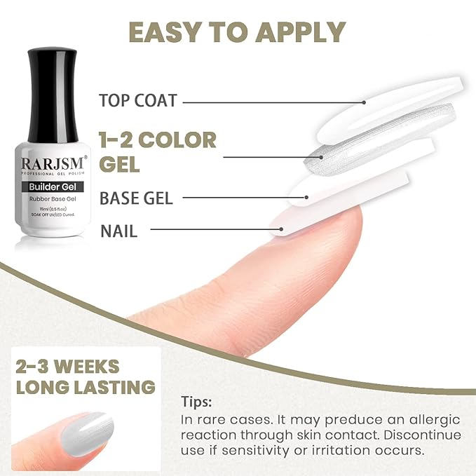 RARJSM Builder Nail Gel Polish Pearl Silver Hard Gel in a Bottle Mermaid Shell Glitter Pearlescent Thick Extension Structure Gel for Nails 15ml Soak Off Curing Requires Salon Home DIY Beginer Use