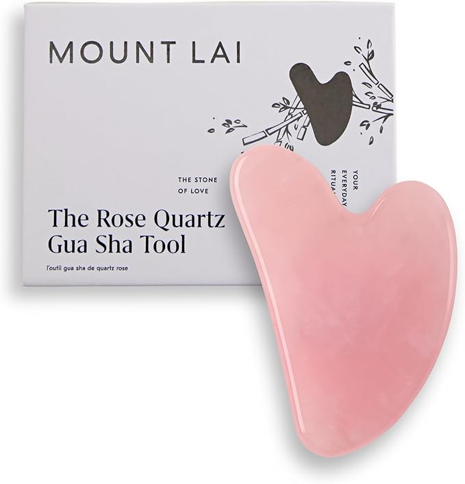 Mount Lai Rose Quartz Gua Sha Facial Tool – The Stone of Graceful Radiance – 100% Genuine Rose Quartz Stone Face Sculpting Tool for Lymphatic Drainage, Puffiness Reduction & Graceful Beauty