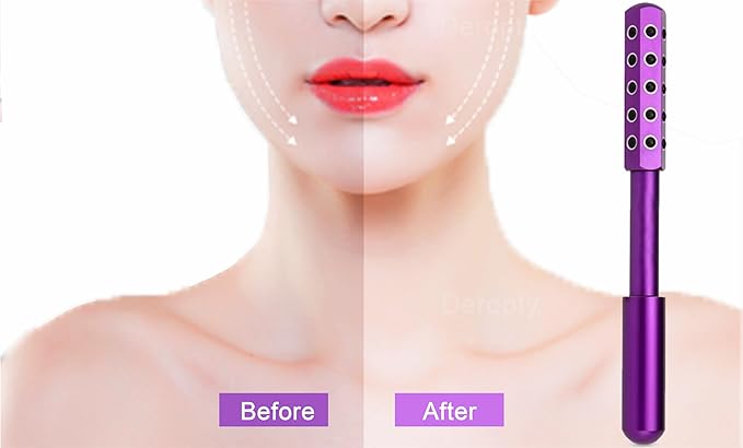 Beauty Massage Roller, Facial Massage Tool, 30 Germanium Stone Uplifting Face ，Uplifting Face Massager Roller (Purple)
