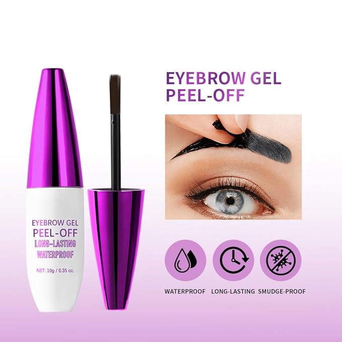 2Pcs Peel Off Eyebrow Tint Gel - Waterproof & Sweatproof All-Day Wear, Transfer-Resistant Tattoo Effect, All Skin Types + Mother’s Day Gift Set, 04#Gray Brown