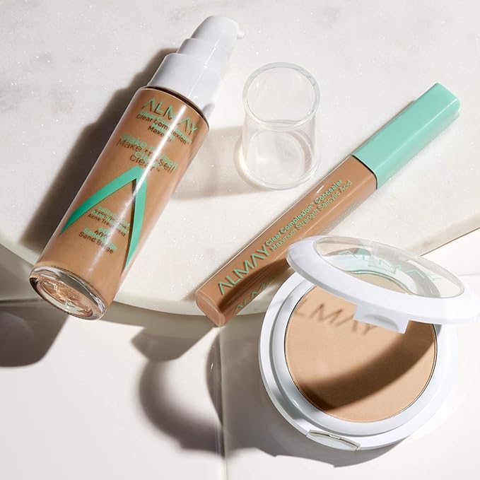 Almay Clear Complexion Makeup, Matte Finish Liquid Foundation with Salicylic Acid, Hypoallergenic, Cruelty Free, -Fragrance Free, Dermatologist Tested, 710 Natural Tan, 1.0 oz