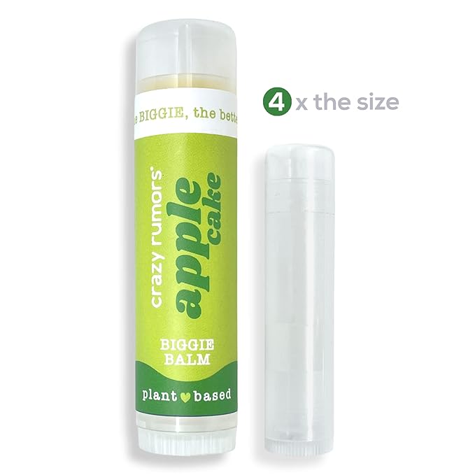 Crazy Rumors Biggie Apple Cake Flavored All Natural, Plant Based Lip Balm to Moisturize and Nourish your Lips - Apple Cake Biggie Tube 0.6 oz (4x Larger than standard 0.15 oz lip balm)
