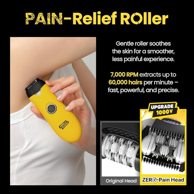Gorilla Technique Mini Epilator 1000V, Pain Relief Roller, Facial & Body Hair Removal Device, Electric Tweezers for Women & Men, Specialized for Narrow and Sensitive Area, Korean Skin Care - 1000V