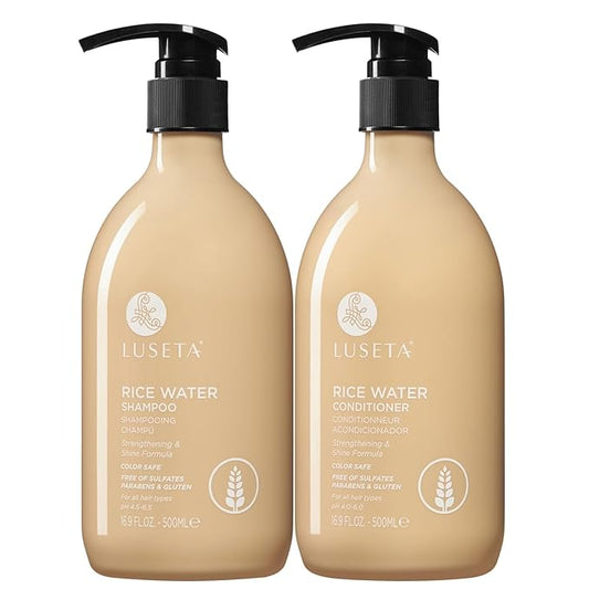 Luseta Rice Water Shampoo and conditioner Set Strengthening & Nourishing Revitalizes Shine for All Hair Types Hydrating & Frizz Control for Women and Men 16.9oz*2