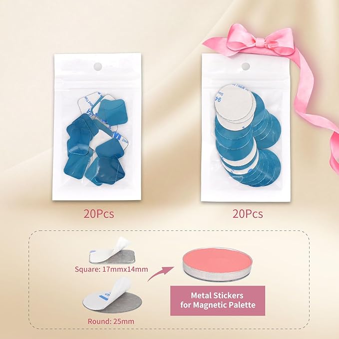 AJLTPA Magnetic Makeup Palette with Clear Top, Empty Eyeshadow Pan Dispensing Storage Box with 40Pcs Adhesive Metal Stickers for DIY Cosmetics Lipstick Blush Powder(Medium Palette - 5.7"x4.3")