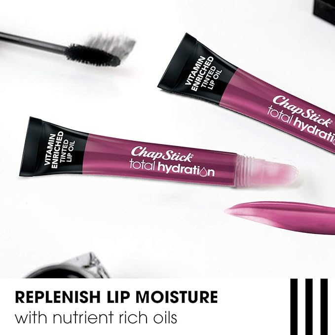 ChapStick Total Hydration Vitamin Enriched Sheer Plum Tinted Lip Oil Tube, Lip Care - 0.24 Oz