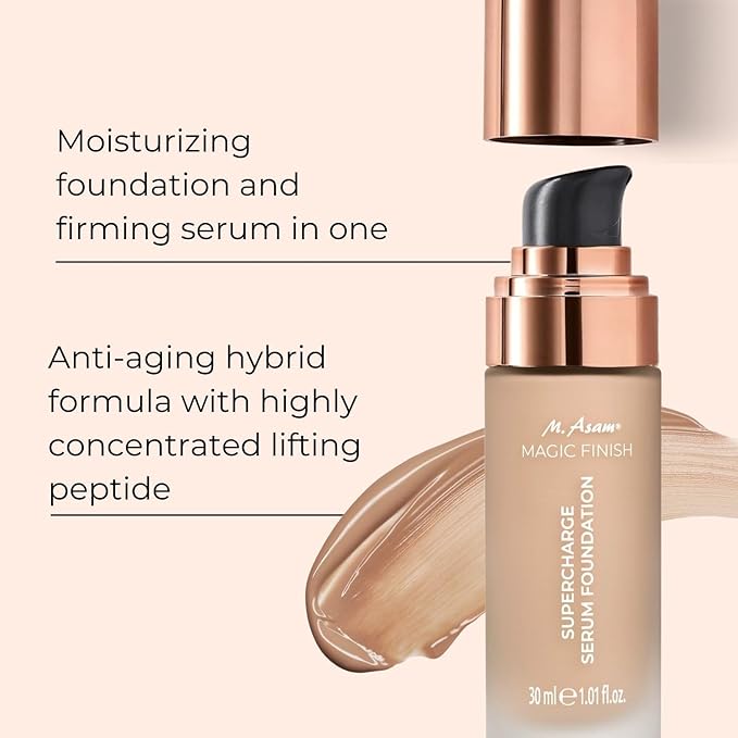 M. Asam MAGIC FINISH Supercharge Serum Foundation Cool Honey (1.01 Fl Oz) - Moisturizing Make Up & Firming Face Serum In One, Anti-aging CC Cream With Optimal Coverage & Hyaluronic Acid