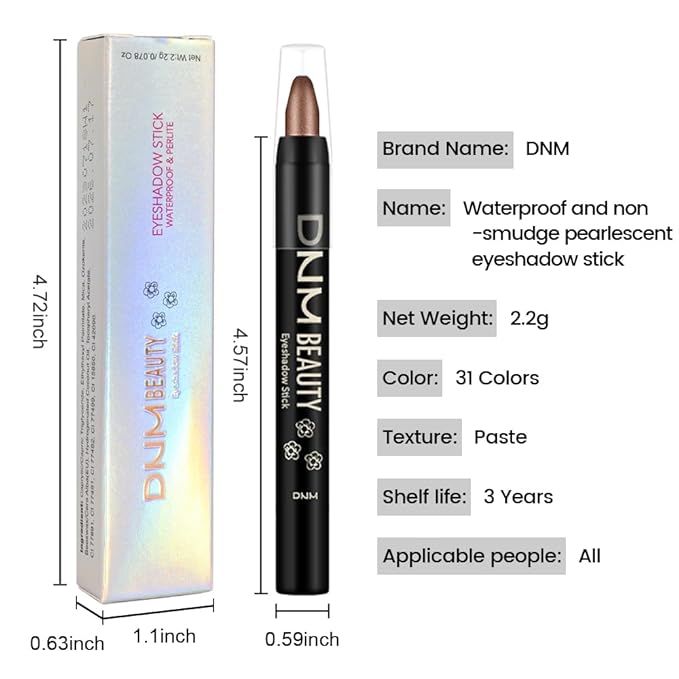 Kaely Cream Eye Shadow Sticks, Copper Brown Shimmer Eyeliner Pencil Eyeshadow Palette Makeup, Eye Highlighter Brightener Stick for Older Women Waterproof Pigmented, sombras para ojos, New-73